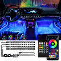 NIGHTSHIFT car interior ambient RGB LED lighting kit glowing in footwell at night