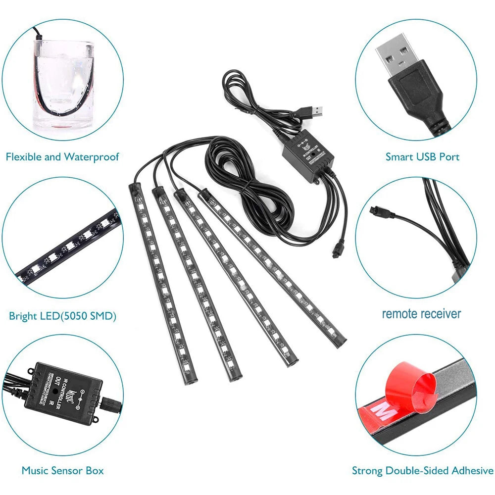 Fiber optic RGB ambient light color options for car interior