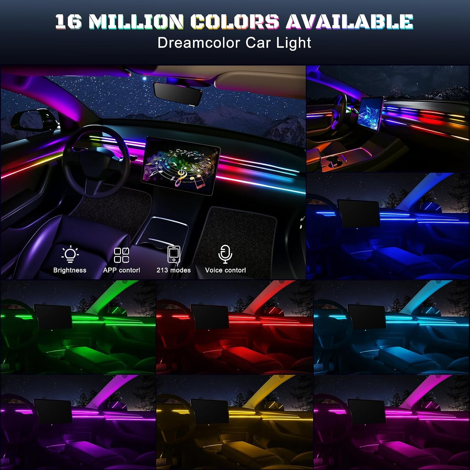 Car interior RGB ambient light colors
